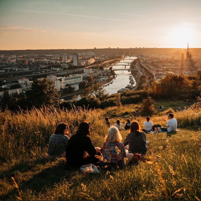 Rouen Panorama Colline Sainte Catherine Paseo por la naturaleza Relajación Picnic Panorama Sena Catedral de Rouen