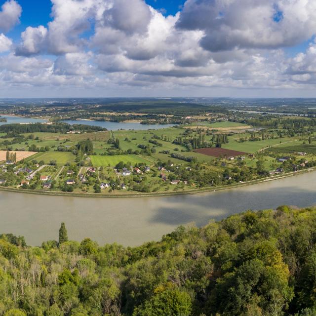 sena, panorama, dron, paisaje, bosque, vista, naturaleza, agua, campos, naturaleza, agricultura