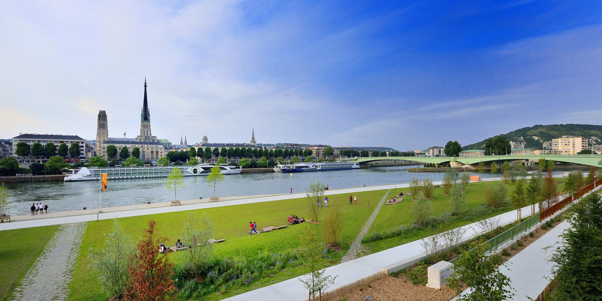 Banchine, riva sinistra, Rouen, erba, ponte, prato, San severo