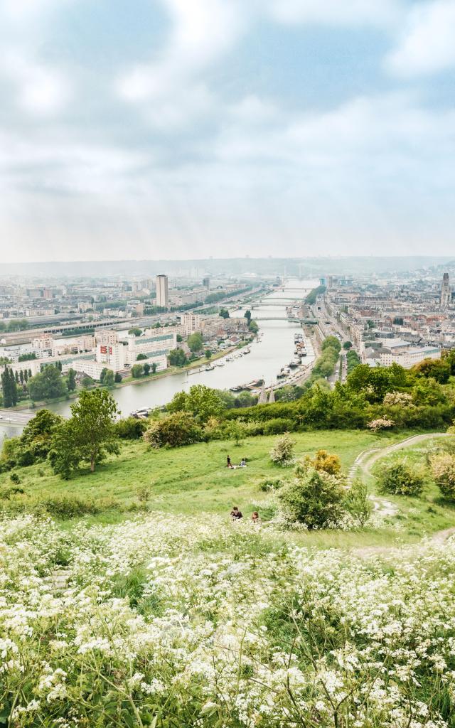 Côte Sainte Catherine Panorama Rouen Normandie Natuur Seine Cathédrale de Rouen Architectuur centre-ville végétation beaux-jours