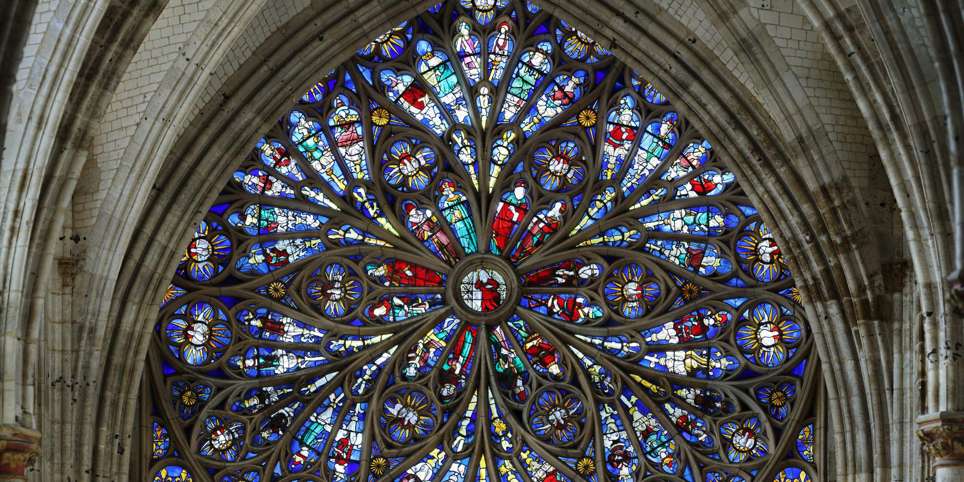 abbatiale saint-ouen architectuur roosvenster zuidertransept rouen religieus glas in lood