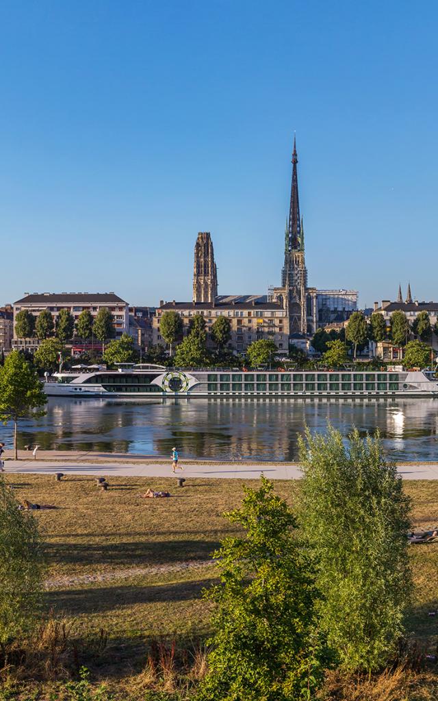 Rouen, panorama, uitzicht, park, tuin, seine, normandië, kathedraal, stad, straat, natuur, boom, vegetatie, kades, wandeling, wandeling