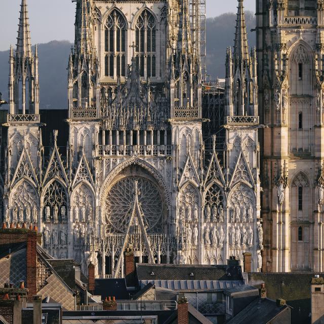 Cattedrale di Notre dame de Rouen vista di Rouen panorama architettura patrimonio arte storia tetto